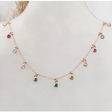 Angella rozéarany és színes swarovski nyaklánc
