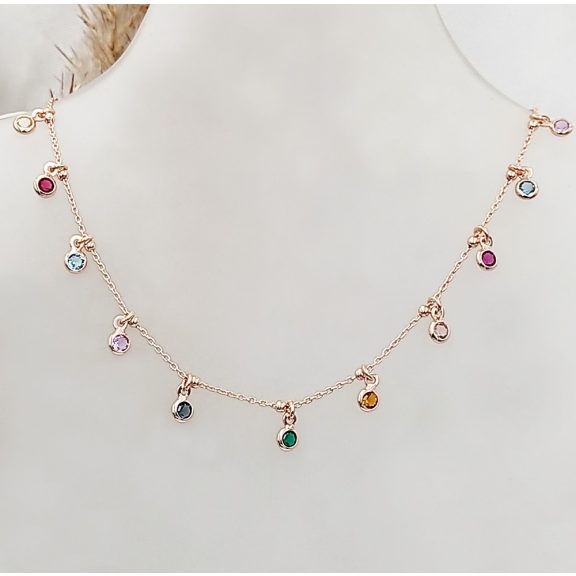 Angella rozéarany és színes swarovski nyaklánc Angella rozéarany és színes swarovski nyaklánc