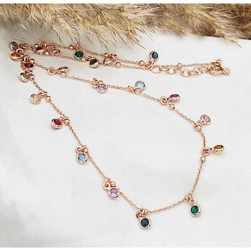 Angella rozéarany és színes swarovski nyaklánc