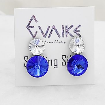 Lorella Santorini kék fehér swarovski bedugós fülbevaló
