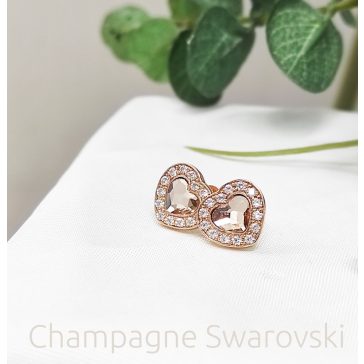 Linda rozéarany és karamell swarovski bedugós fülbevaló
