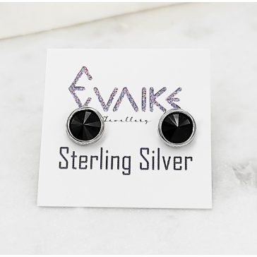 Gina ezüst és fekete swarovski bedugós fülbevaló