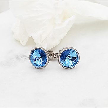 Kira ezüst és világoskék swarovski bedugós fülbevaló