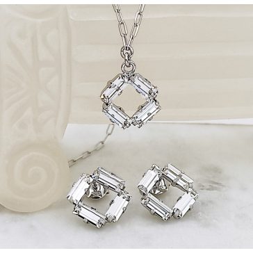 Gisellita ezüst és bagett swarovski ékszerszett