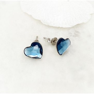 Linda ezüst és jeansblue swarovski bedugós fülbevaló