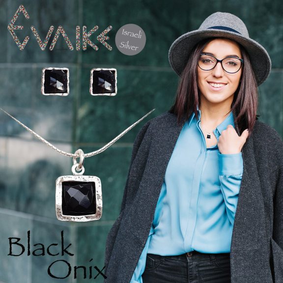 Dana izraeli ezüst és fekete ónix bedugós fülbevaló Dana izraeli ezüst és fekete ónix bedugós fülbevaló