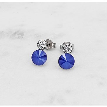   Lola ezüst és sötétkék fehér swarovski bedugós fülbevaló