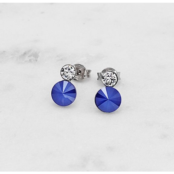 Lola ezüst és sötétkék fehér swarovski bedugós fülbevaló Lola ezüst és sötétkék fehér swarovski bedugós fülbevaló