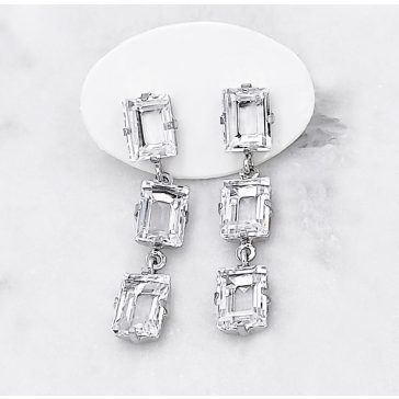 Adél ezüst és swarovski lógós fülbevaló