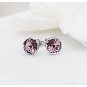 Kira ezüst és halványlila swarovski bedugós fülbevaló