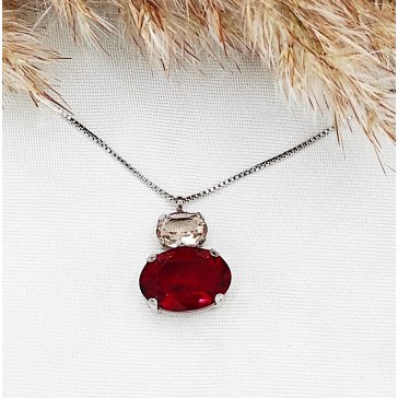 Emília ezüst és bordó swarovski nyaklánc