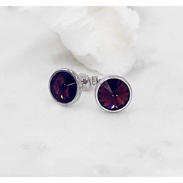   Kira ezüst és padlizsánlila swarovski bedugós fülbevaló