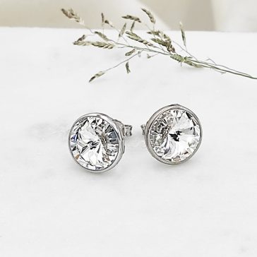 Nicci ezüst és fehér swarovski bedugós fülbevaló