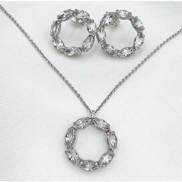 Gavrielle ezüstös swarovski koszorú ékszerszett