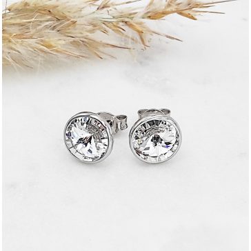   Kira ezüst és fehér swarovski swarovski bedugós fülbevaló