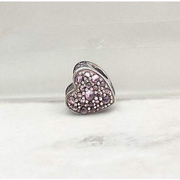 Dirty pink szív ezüst charm