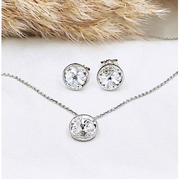 Kira ezüst és fehér swarovski ékszerszett