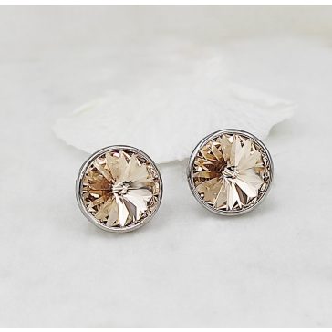 Nicci ezüst és pezsgő swarovski bedugós fülbevaló