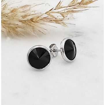 Kira ezüst és fekete swarovski bedugós fülbevaló