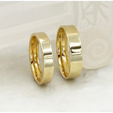 Girona sárga arany karikagyűrűpár 4 mm és 5 mm