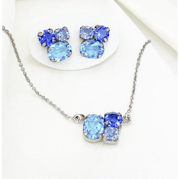 Evia ezüst és kék swarovski ékszerszett
