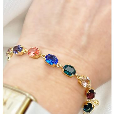 Merletto színes swarovski és aranyozott karkötő