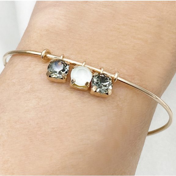 Genevra rozéarany és olive swarovski karperec
