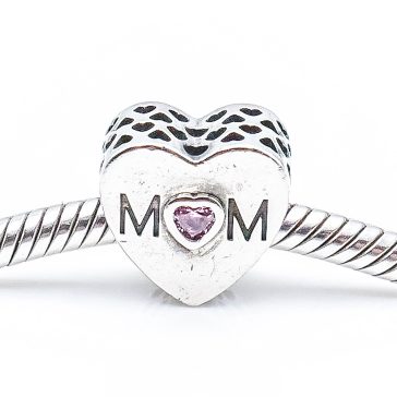 Ezüst Mom szív charm
