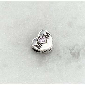 Ezüst Mom szív charm