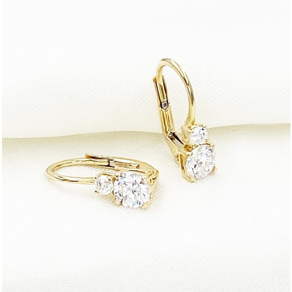 Jamilla sárga arany patentos fülbevaló fehér kövekkel Jamilla sárga arany patentos fülbevaló fehér kövekkel