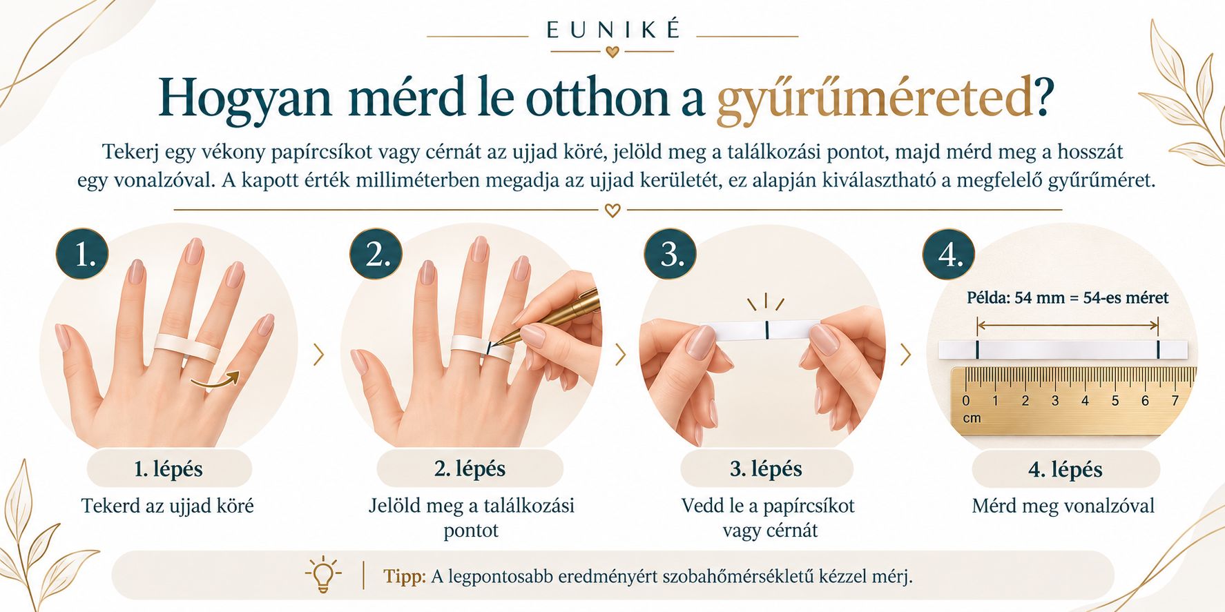 Gyűrűméret otthoni meghatározása lépésről lépésre