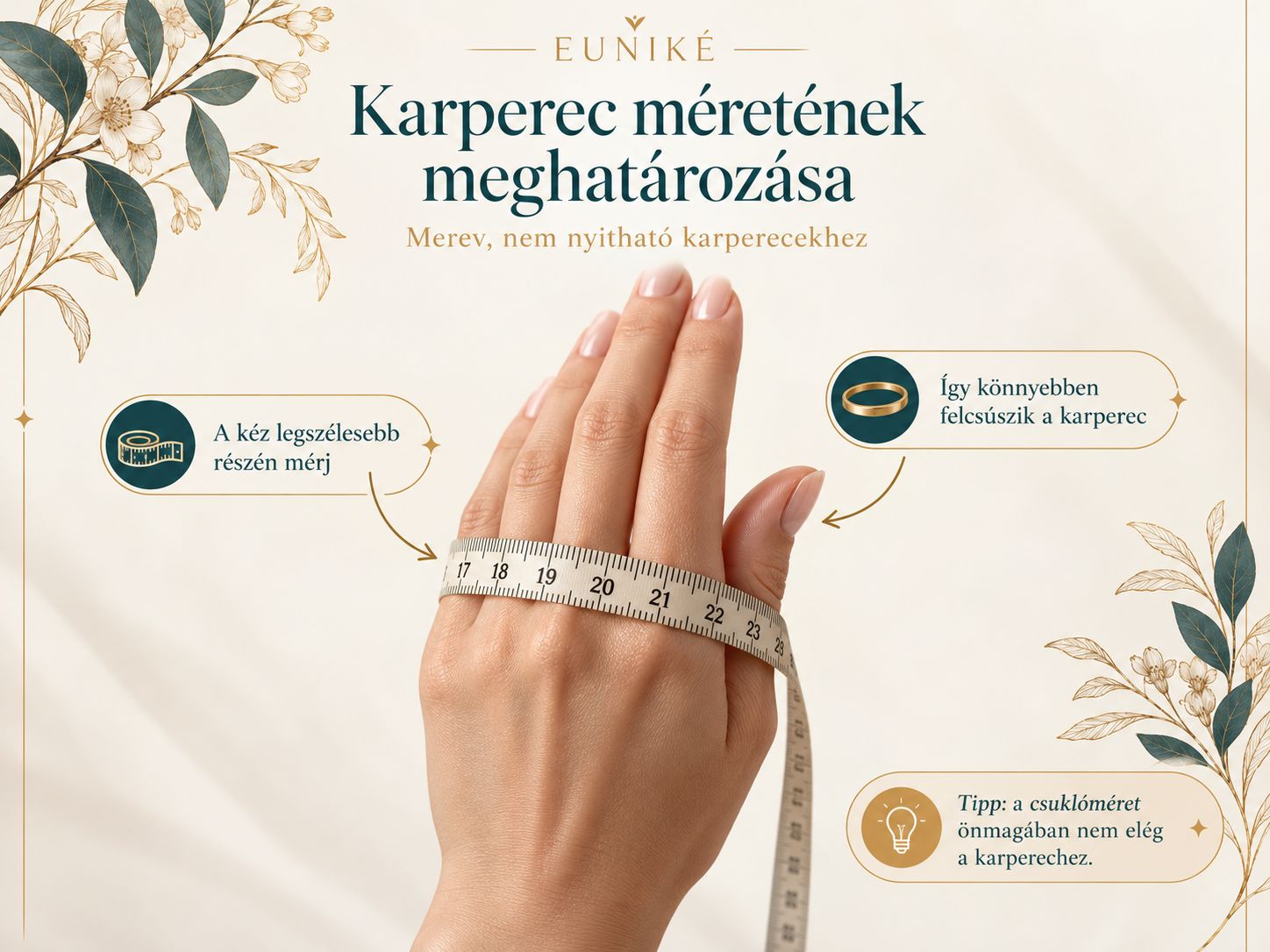 Merev karperec méretének meghatározása a kéz legszélesebb részének mérésével