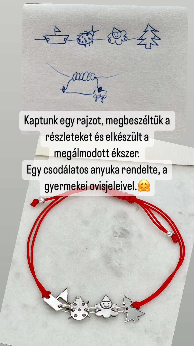 Gyermekek óvodai jelei alapján készült egyedi karkötő